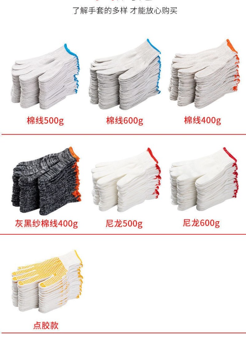 劳保手套线手套耐磨防滑加厚修车机械加工建筑工地男女线手套