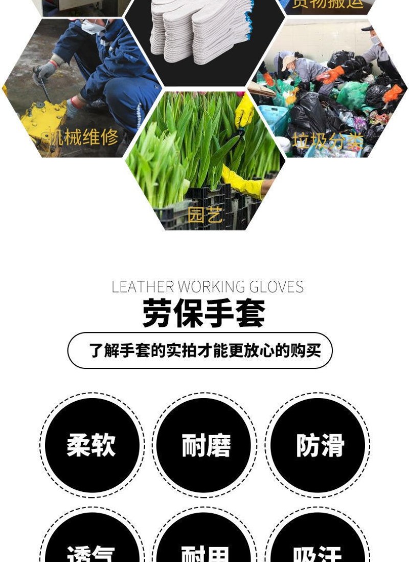 劳保手套线手套耐磨防滑加厚修车机械加工建筑工地男女线手套