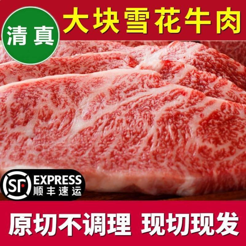 原切雪花牛肉大块4斤不调理雪花纹路牛肉块清真新鲜速冻包邮