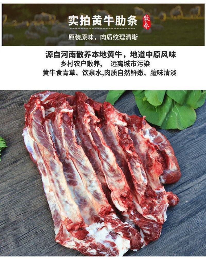 新鲜牛肋条肉4斤黄牛肋排肉剔骨牛排肉农家散养原切速冻包邮
