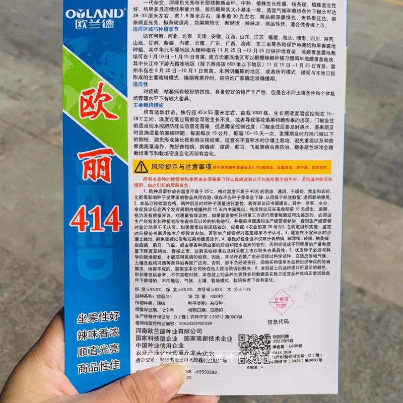 深绿色特长线椒种子欧丽414条椒种子椒条顺直硬度高辣味浓