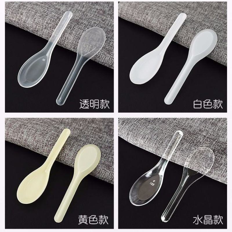 一次性勺子塑料汤勺外卖快餐饭勺商用透明加厚甜品勺调羹汤匙