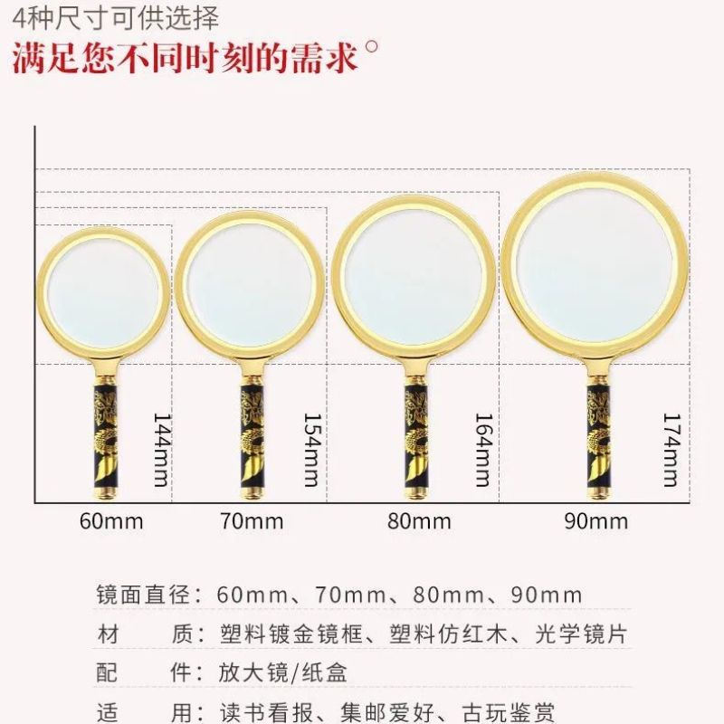高清手持式光学放大镜10倍老人专用便携式阅读维修老年人看