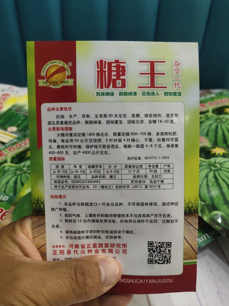 糖王甜瓜种子抗病早熟含糖量20度酥脆掉渣绿皮绿肉600克