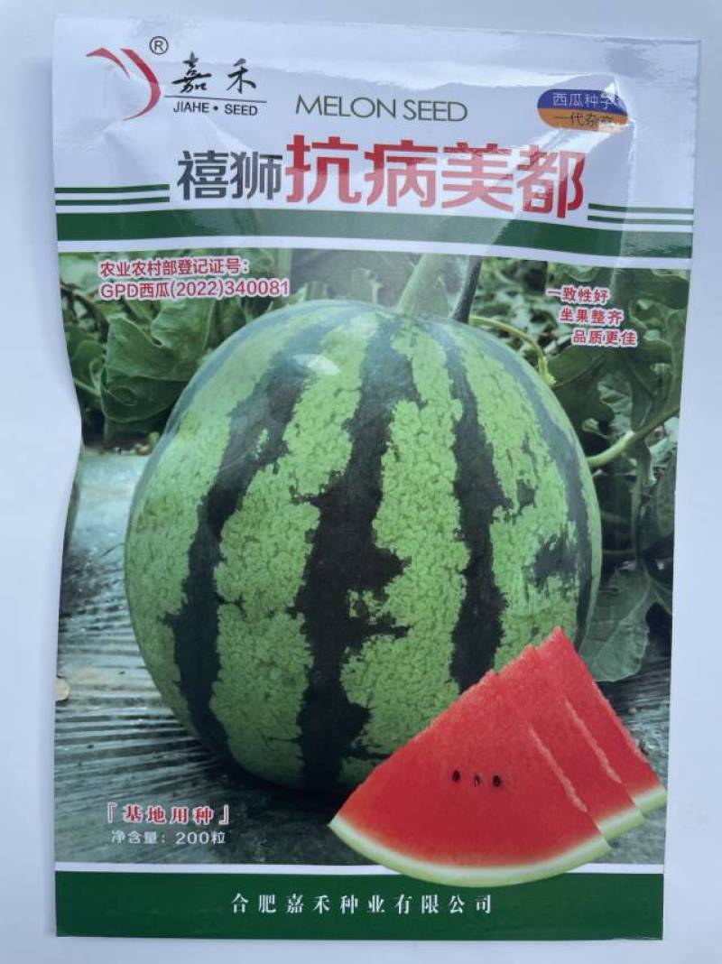美都西瓜种子抗病薄皮红瓤耐裂耐运输甜脆多汁大田专用