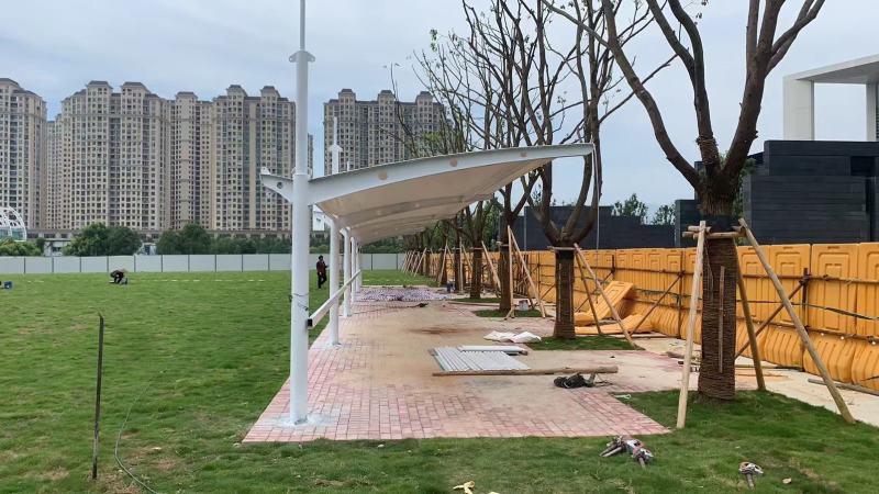膜结构停车棚小区电动车棚上门安装测量