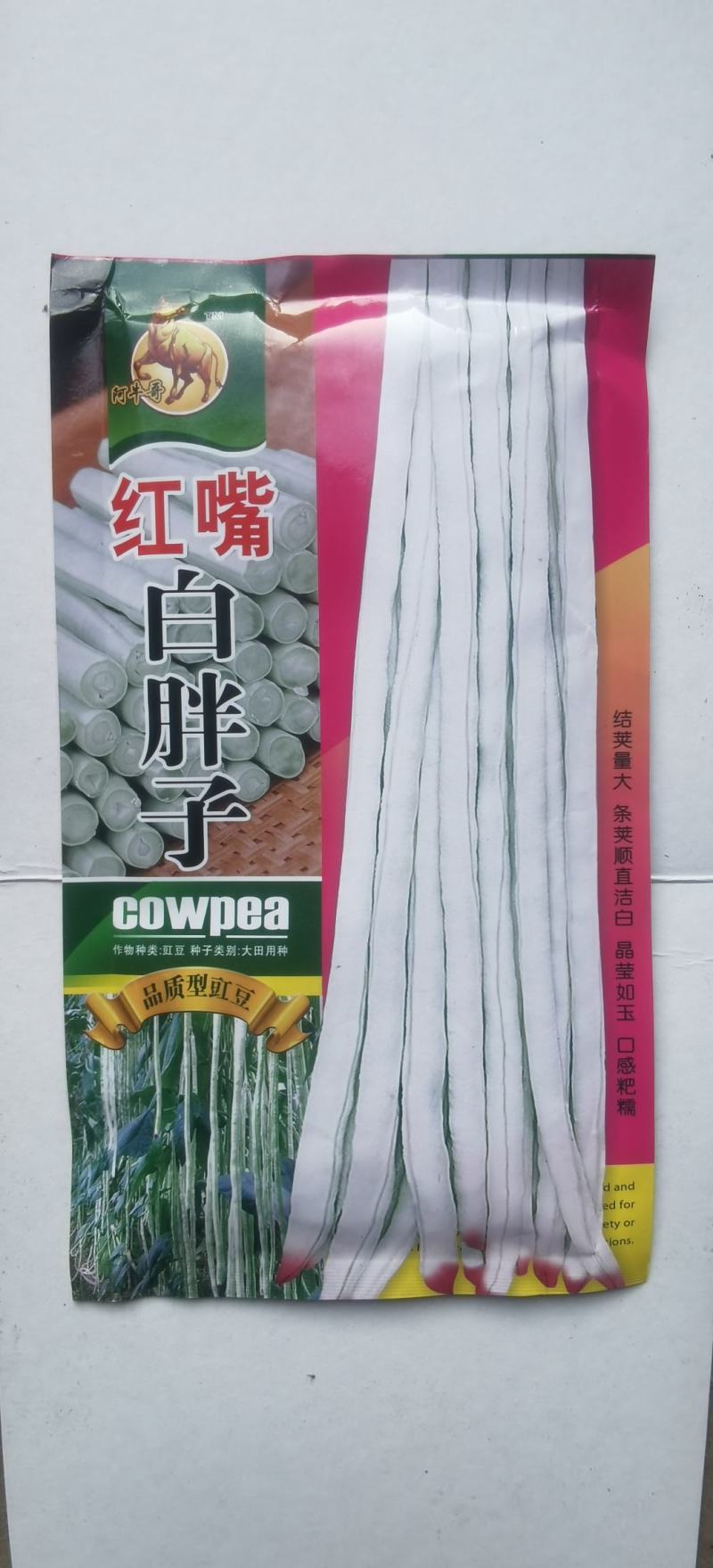 白条豇豆种子红嘴白胖子早熟厚肉白条红嘴条荚顺美抗寒