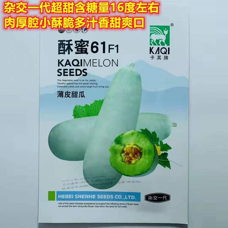 酥蜜61甜瓜种子薄皮顺甜脆红甜瓜种籽酥脆春秋大田基地羊角