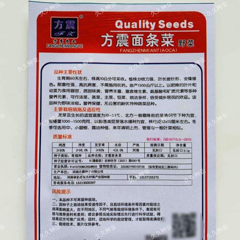 面条菜种子四季播春秋露地秋冬季保健蔬菜野菜籽春季四籽种孑