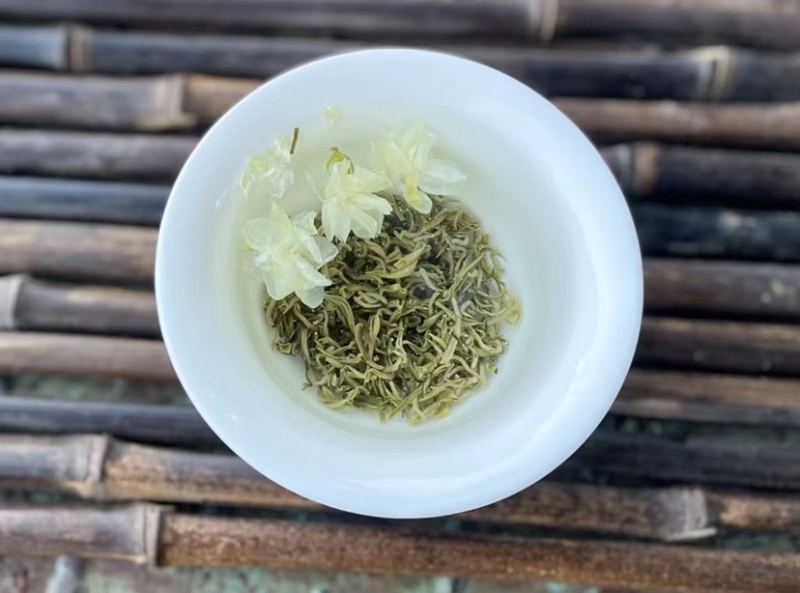 茉莉花茶飘雪细芽嫩叶芽尖茶浓香型广西横州市茉莉花茶