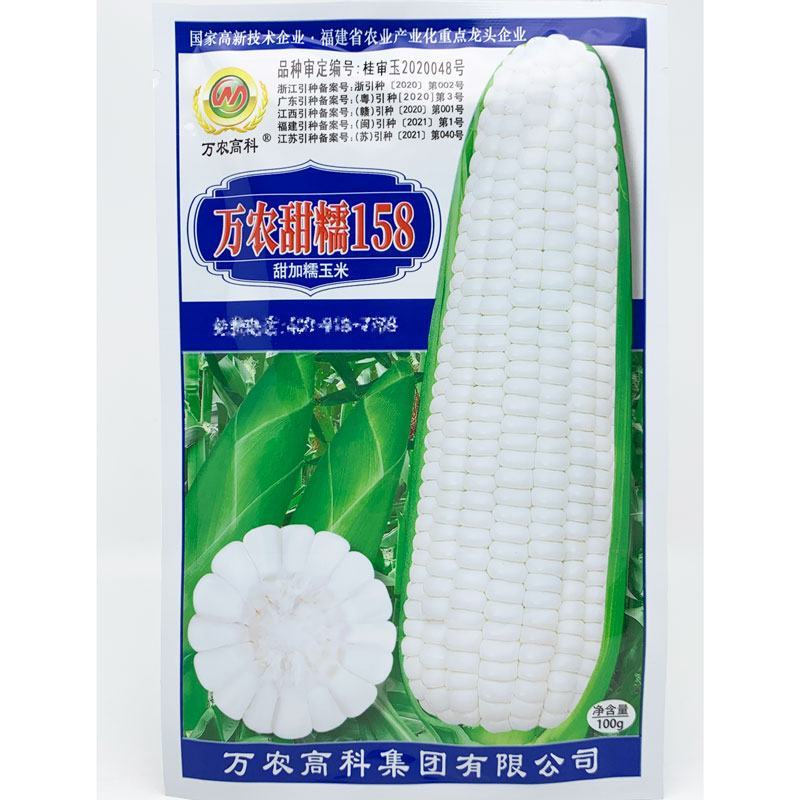 万农甜糯158早熟矮杆白甜糯玉米种子绿皮大棒非转基因原装
