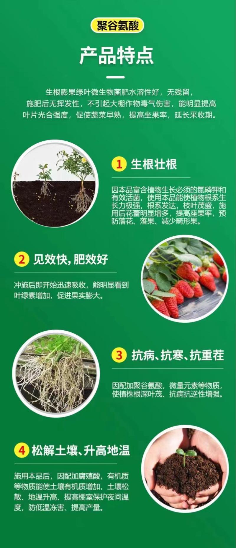 叶面肥聚谷氨酸每瓶10,快速膨果，生根壮根，抗病抗逆