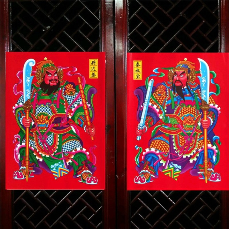 门神门贴春节大门贴纸新年贴纸装饰用品过年关公、张飞门神！