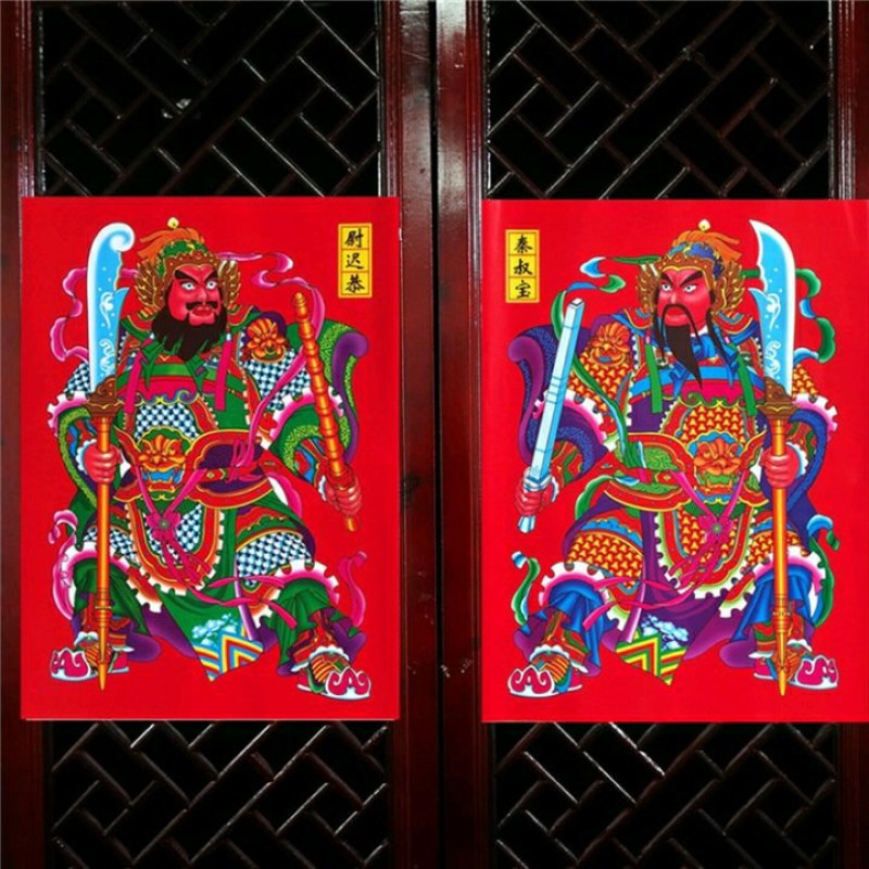 门神门贴春节大门贴纸新年贴纸装饰用品过年关公、张飞门神！