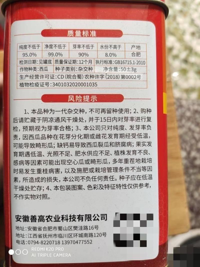 善高大果懒汉西瓜种子，50克