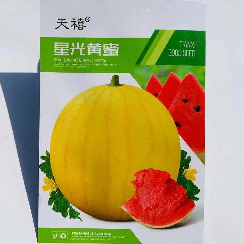 星光黄蜜西瓜种子皮薄金黄皮红瓤西瓜种子大红瓤糖度高