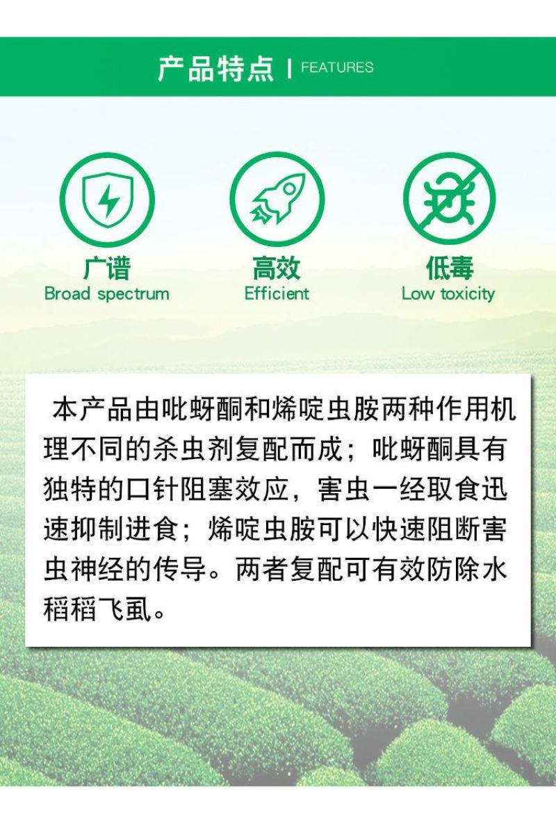 沪联歼飞80%烯啶·吡蚜酮烯啶虫胺稻飞虱蚜虫蓟马农药