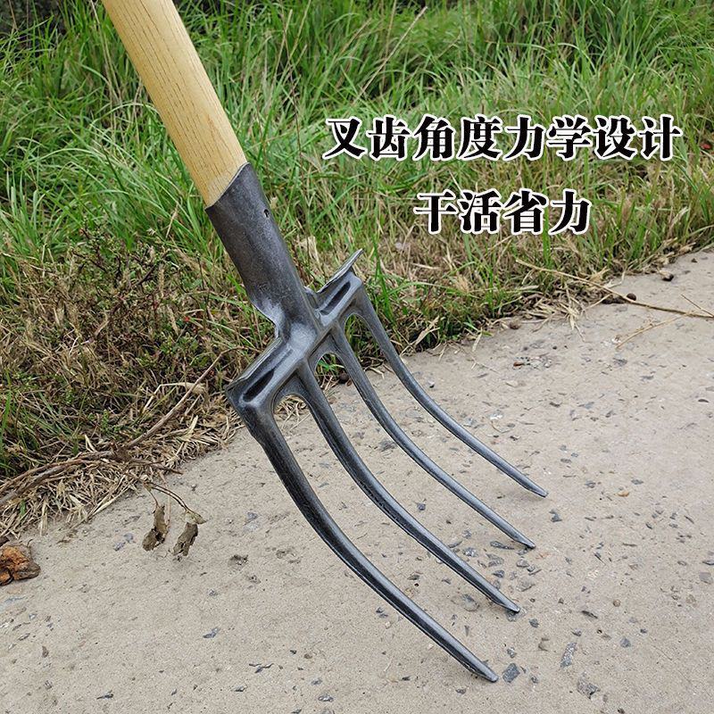翻地松土神器农用叉子锄头种地工具全钢开荒挖葱姜垃圾锰钢粪
