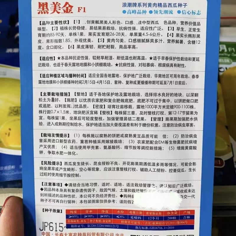 黑美金黑美人西瓜种子口感好早熟含糖量高28天收6公斤以上