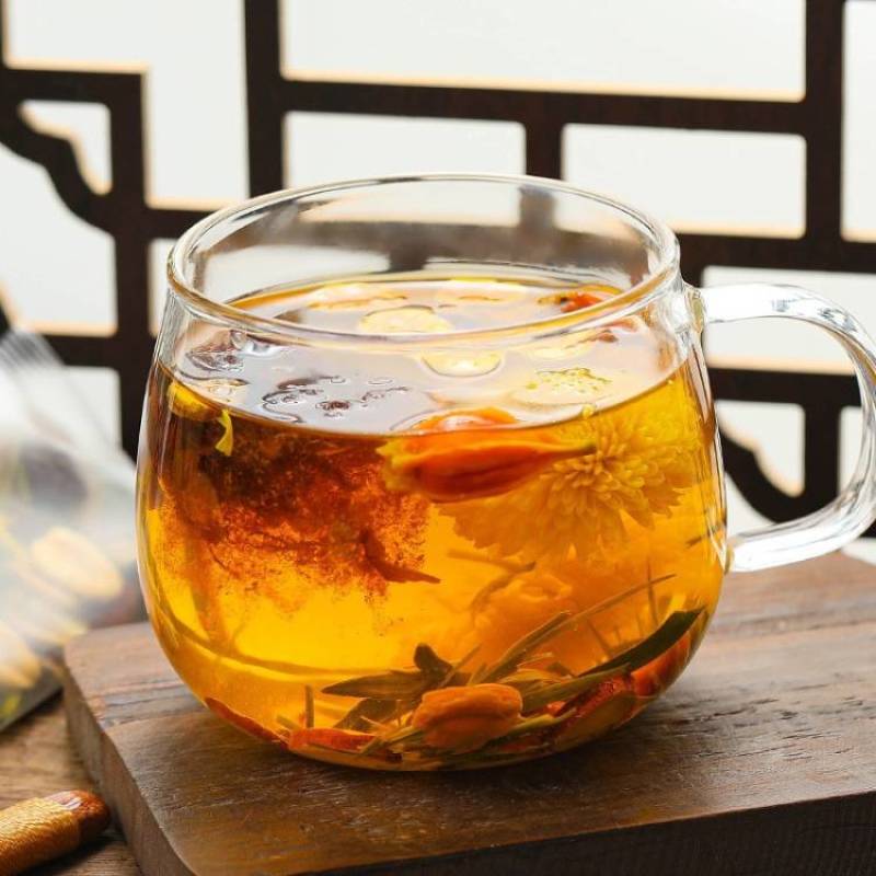 竹叶罗汉果甘草胖大海菊花茶组合花茶