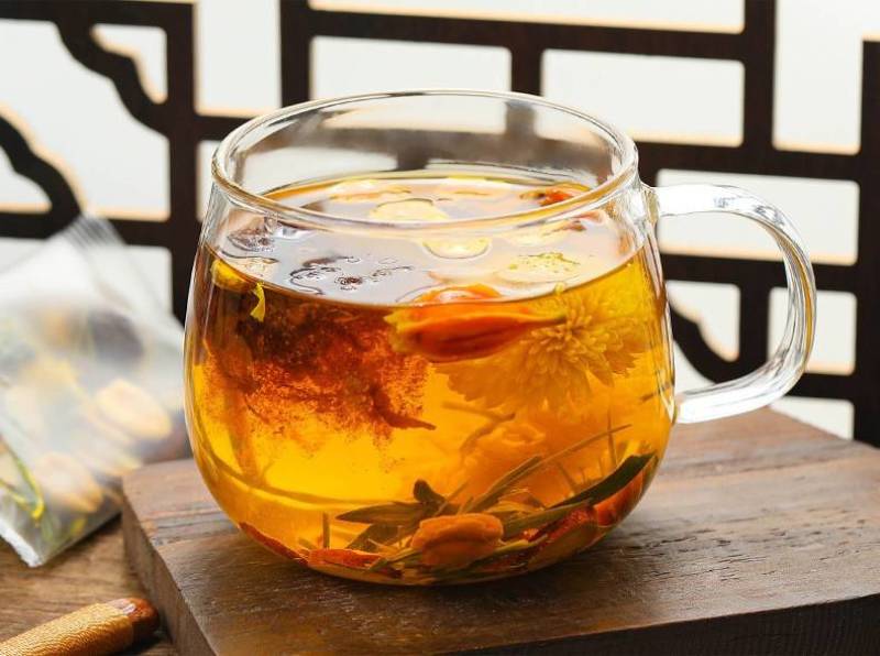 竹叶罗汉果甘草胖大海菊花茶组合花茶