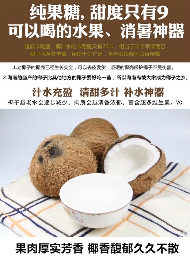 海南琼海阳江带皮老椰子，可育苗，可加工产地直销