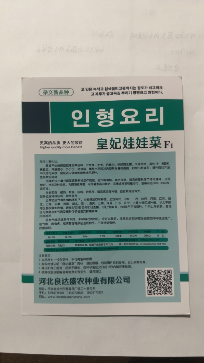娃娃菜种子高产抗病良达盛农优质产品种植优选