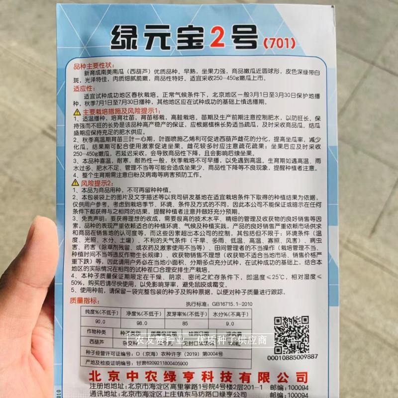 高品质无蔓西葫芦种子高产小瓜种子皮色深绿带白斑基地用种