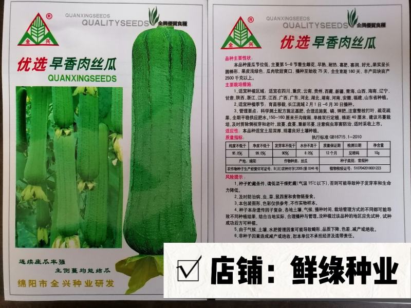 全兴优选早香肉丝瓜早熟耐热长圆棒形瓜肉软甜爽口