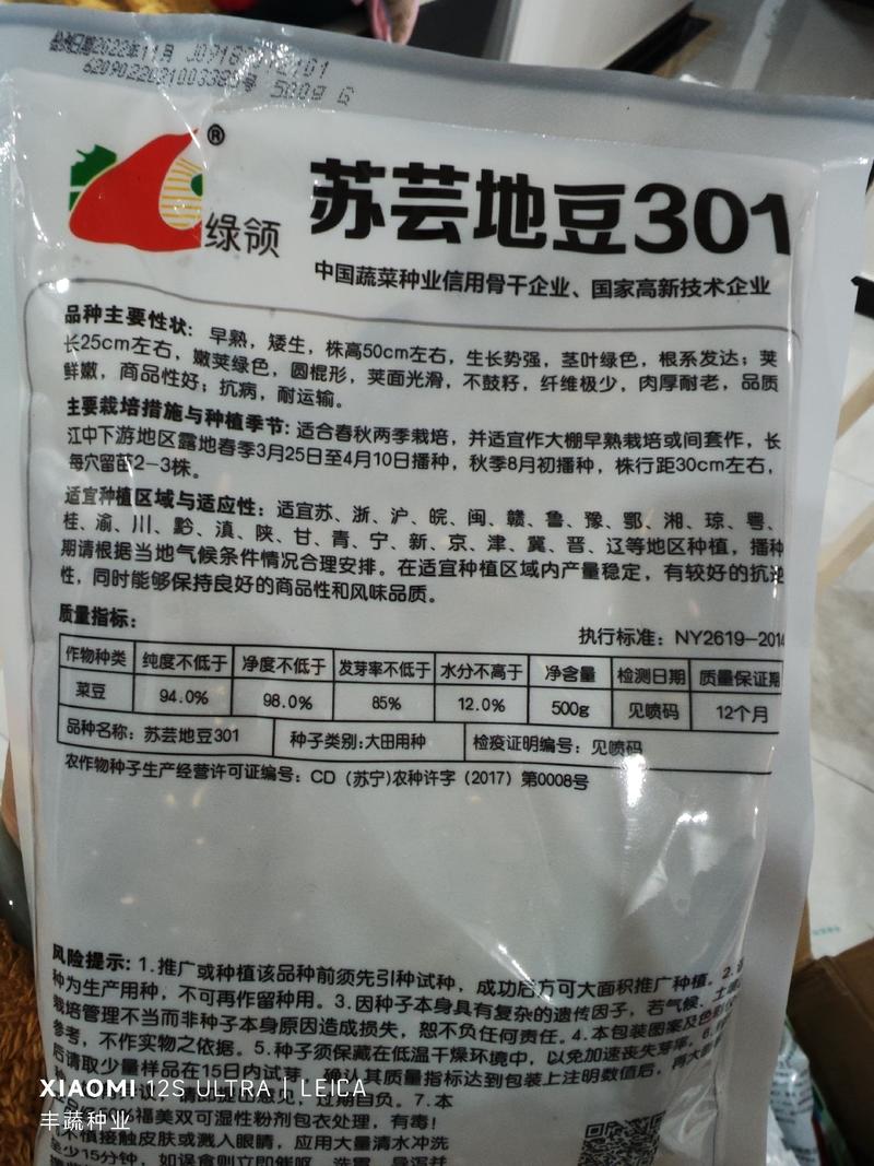 苏芸地豆301地豆种子，无架四季豆，荚长25，亩产5千斤