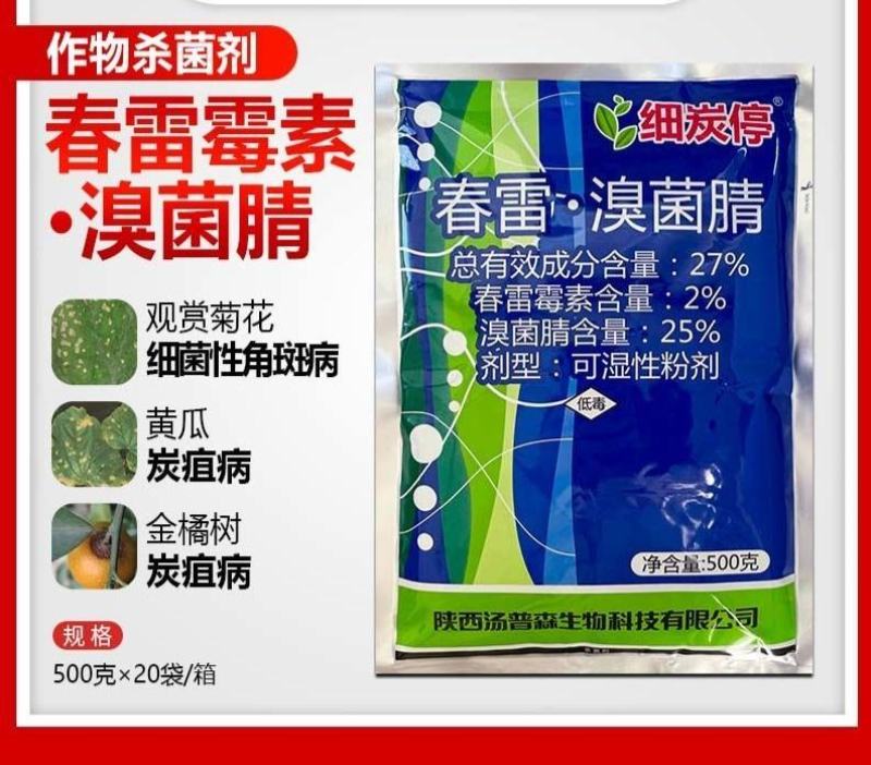 细炭停春雷溴菌腈金橘芒果树黄瓜观赏菊花黄瓜炭疽病细菌性角