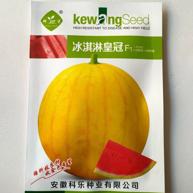 早熟黄皮红瓤西瓜种子正宗皮薄高产抗病早熟高圆型西瓜种子