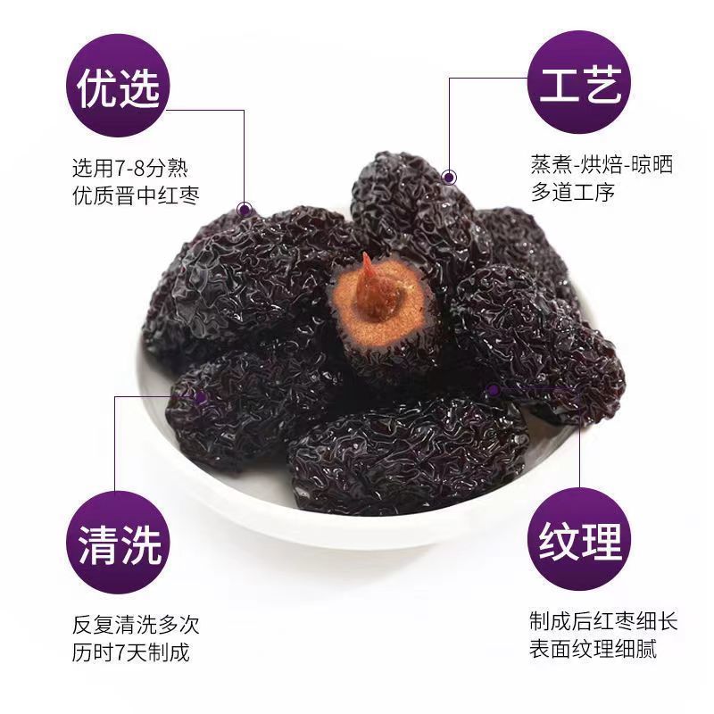 紫晶黑枣正宗大乌枣大颗粒泡酒陕北特产泡酒零食整箱批发