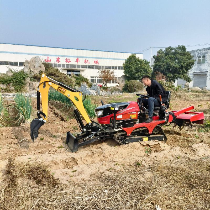 农用小挖35马旱地款履带旋耕机挖机一体机大棚开荒整地