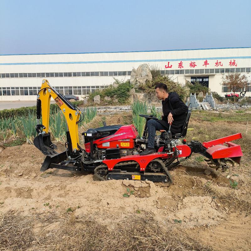农用小挖35马旱地款履带旋耕机挖机一体机大棚开荒整地