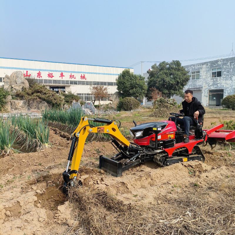 农用小挖35马旱地款履带旋耕机挖机一体机大棚开荒整地