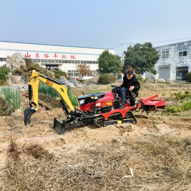 农用小挖35马旱地款履带旋耕机挖机一体机大棚开荒整地