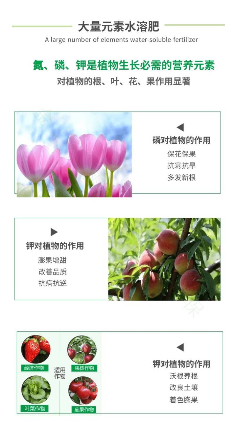 陶氏益农叶面肥果树蔬菜冲施肥高氮高磷高钾大量元素水溶肥料