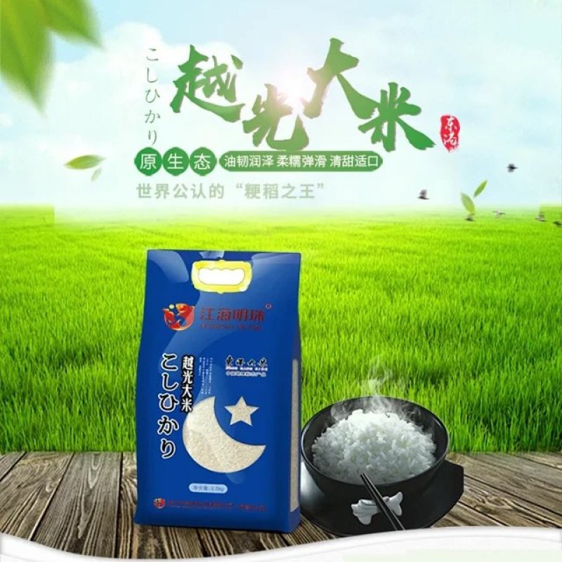 越光大米，日本种源，闻名天下，口感香糯，生态管理送礼佳品