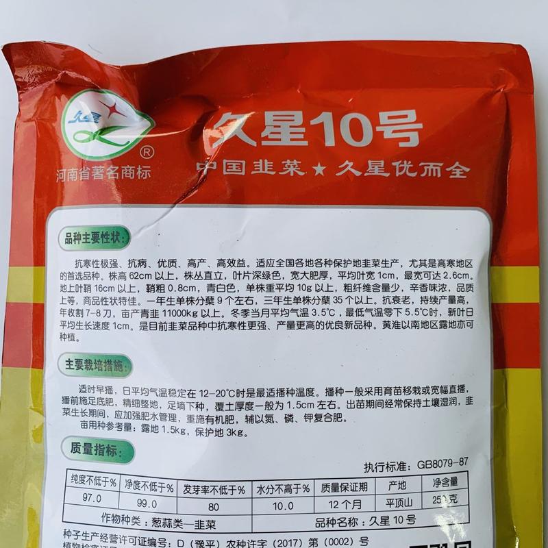久星10号韭菜种子抗寒不休眠韭菜种子优质高产叶片宽大肥厚