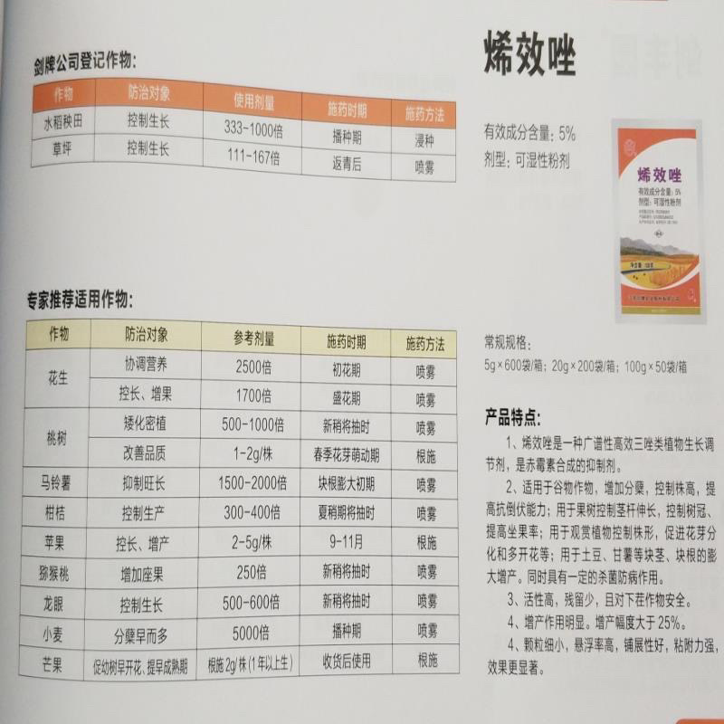 剑牌烯效唑5%控制生长调节生长生长调节剂矮壮控旺
