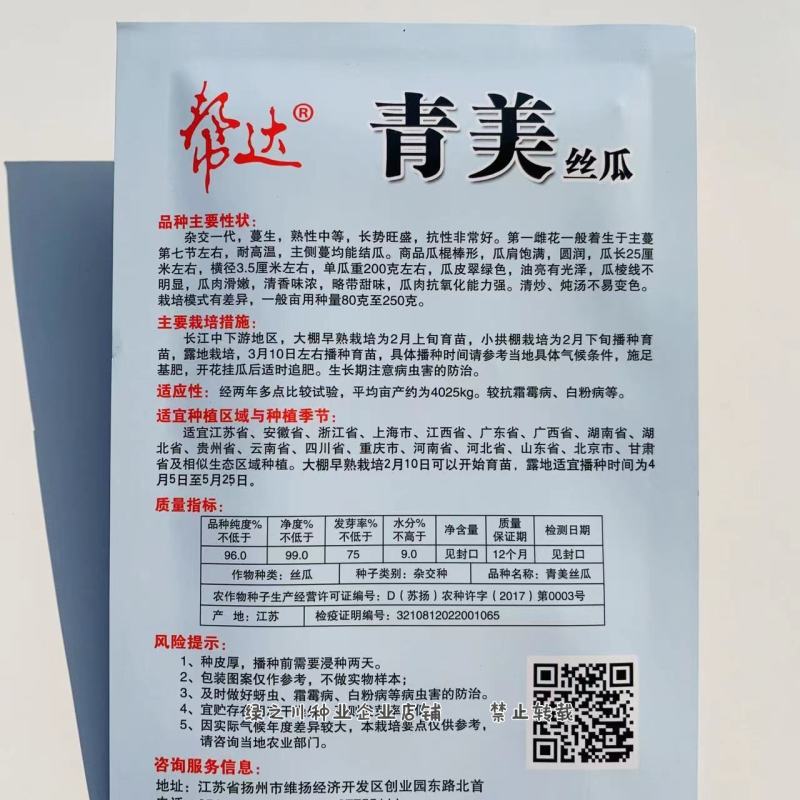 青美丝瓜种子油亮棍棒丝瓜种子清香味浓高产丝瓜种籽油绿光泽