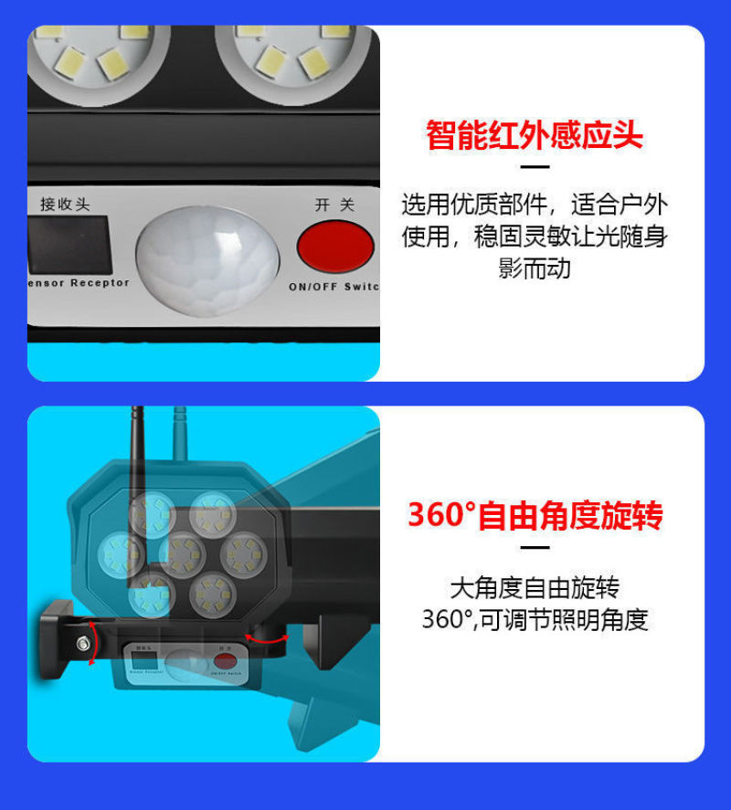大阳能庭院灯人体感应户外监控灯仿真监控摄像头充电照明