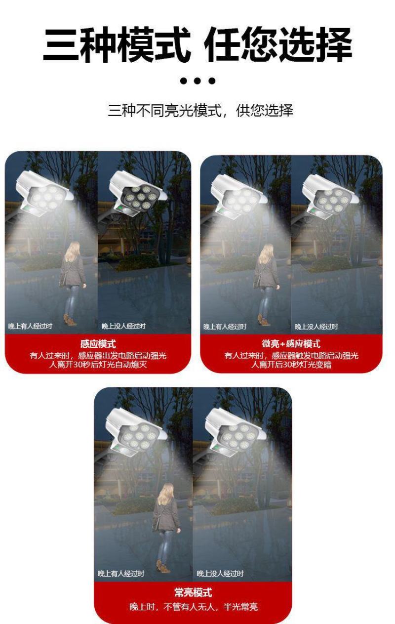 大阳能庭院灯人体感应户外监控灯仿真监控摄像头充电照明