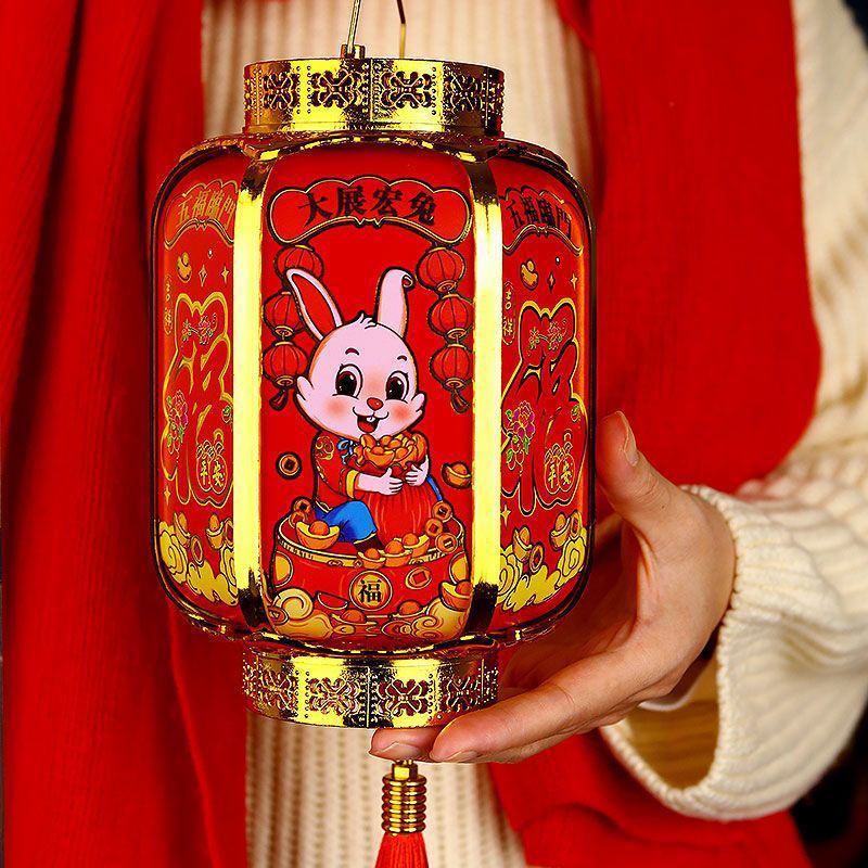 包邮兔年儿童小灯笼新年过年春节卡通音乐发光电池手提拿宫灯