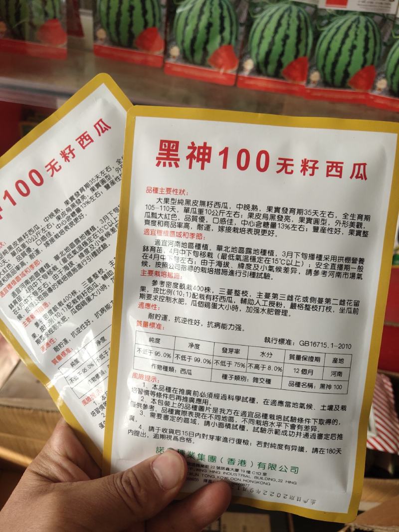 黑神100无籽西瓜种子黑皮西瓜种子抗病高产含糖量高不空心