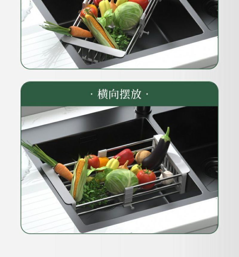 沥碗架家用厨房水槽置物架可伸缩不锈钢收纳盒放碗筷沥水篮