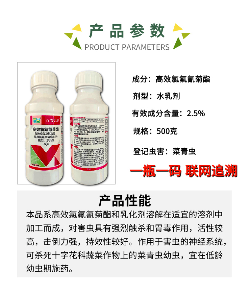 2.5%高效氯氟氰菊酯杀虫剂菜青虫蚜虫地上地下害虫水乳剂