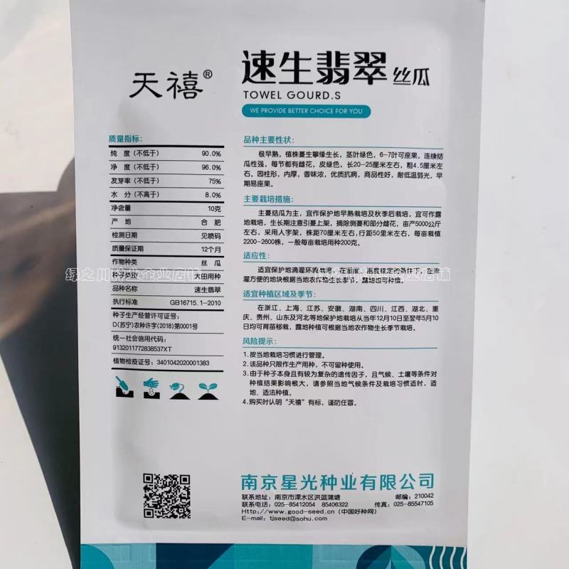 速生翡翠丝瓜种子白籽特早熟高产油亮丝瓜种子肉厚味浓基地