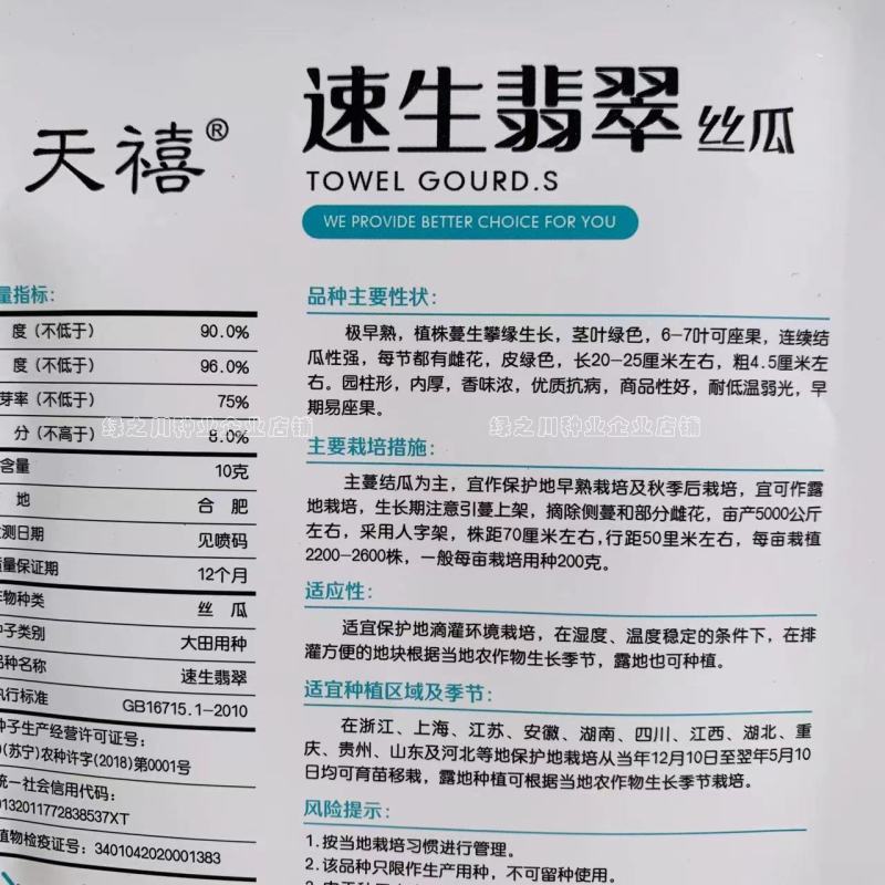 速生翡翠丝瓜种子白籽特早熟高产油亮丝瓜种子肉厚味浓基地